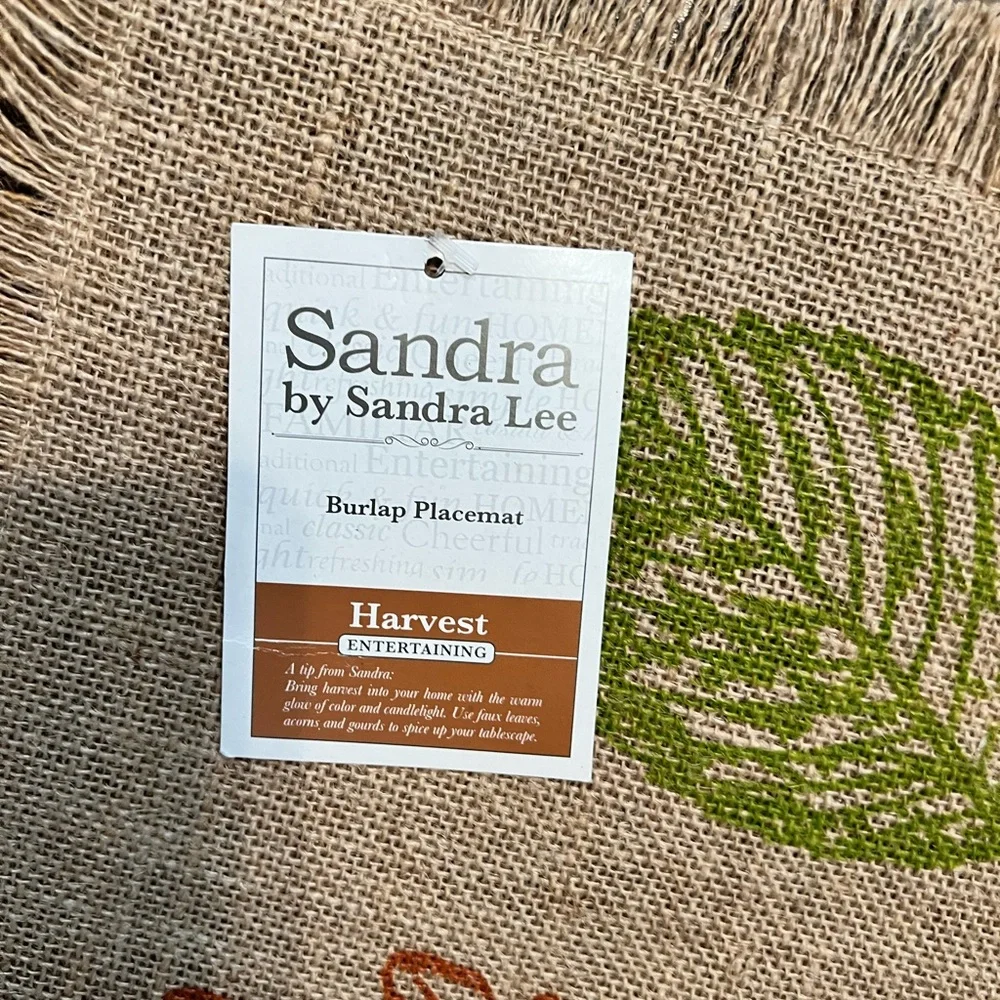 Lot of 4 Sandra‎ Lee Burlap Placements & 4 Fabric Napkins NWT